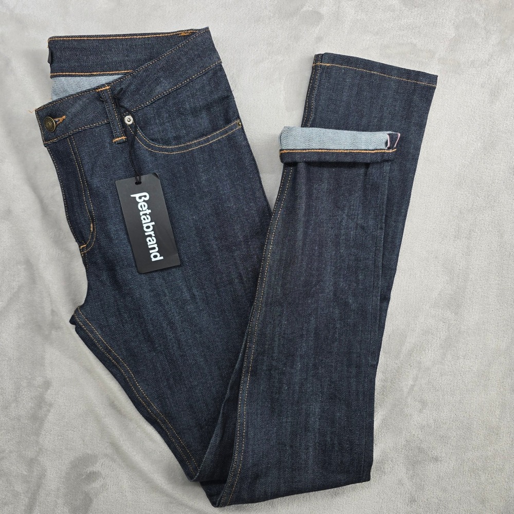 Betabrand Selvedge Denim‎ Jeans Mens Size 29x33 Slim Dark Wash stretch pockets